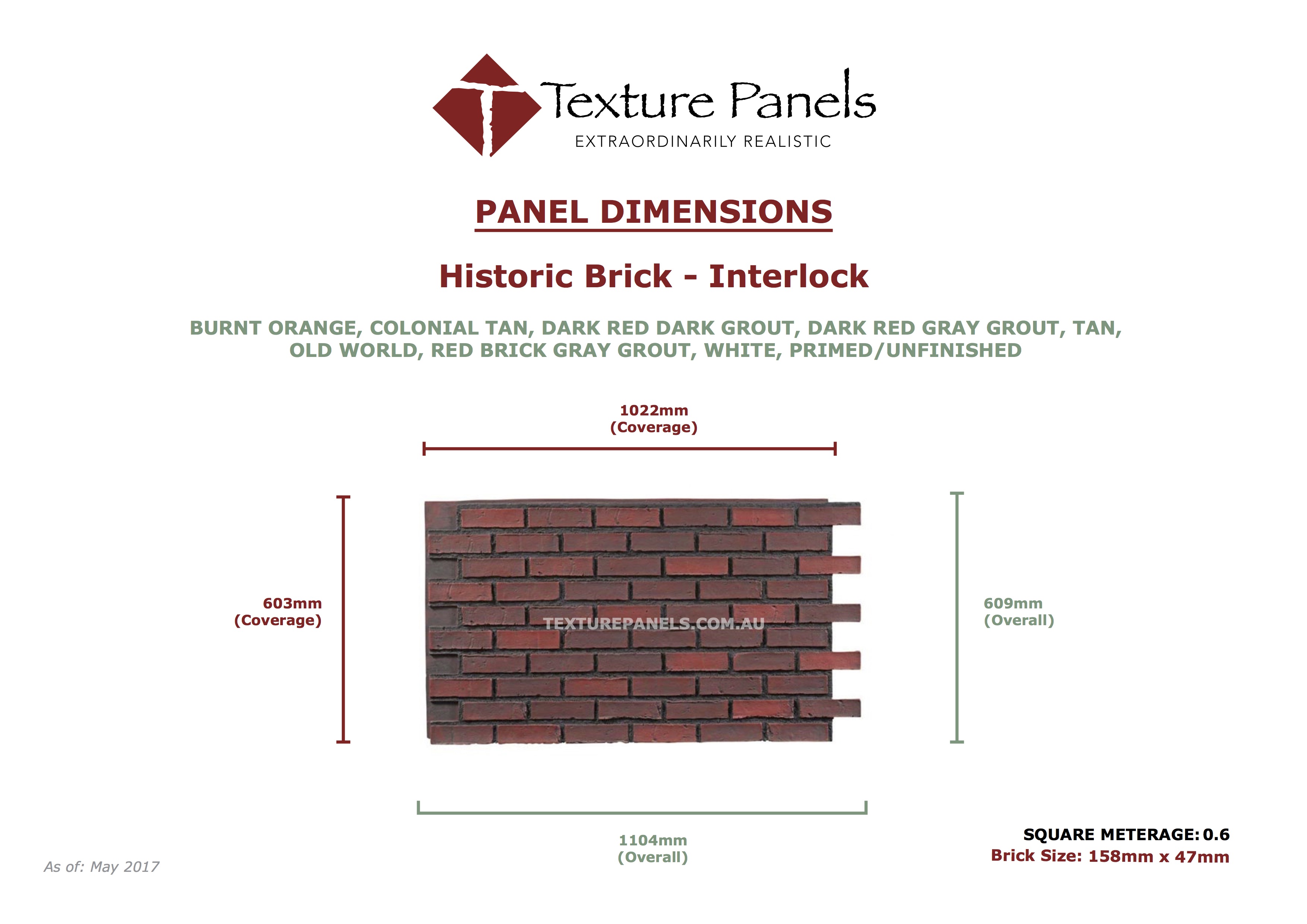 Historic Brick Interlock - Dimensions